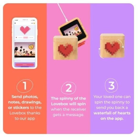 LOVEBOX Spinning Red Heart Messenger Color/Photo/Text/Animations to Loved Ones - Picture 8 of 11